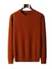 Suéter Nuevo de Lana 100% Pura para Hombre Otoño e Invierno Cuello Redondo Manga Larga Jersey Holgado Cálido Casual Tejido Capa Base