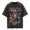 Camiseta Streetwear Anime Japonés Gráfico Retro Negro Lavado Camiseta de Hombre Algodón Manga Corta Corte Holgado