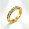 Fabricante Direto Suprimento em Estoque Venda Quente Transfronteiriça Anel Giratório Circular com Diamante de 4mm para Mulheres Aço Inoxidável Joia de Mão Totalmente cravejada