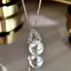 Xiaohongshu Recomienda Calurosamente Moda Joyería Fina de Plata Collar de Perlas de Alto Brillo Pendientes de Corazón para Mujer Todo de Plata de Ley 925 Venta al por Mayor