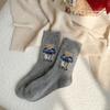 Calcetines de Otoño e Invierno Calcetines para Niños de Punto Bordados Oso de Peluche Medias de Algodón Medias Gruesas Cálidas Lindas de Dibujos Animados para Estudiantes Mujeres