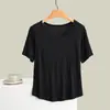 Camiseta de modal de manga corta y cuello redondo para mujer, corte ajustado, sencilla y elegante, nuevo modelo de verano, prenda exterior de moda para damas