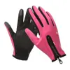 Luvas Touch Screen Masculinas e Femininas para Inverno Frio e Vento com Zíper e Pelúcia Antiderrapantes de Silicone para Montanhismo e Ciclismo ao Ar Livre