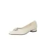 Zapatos de Commuter para Mujer Estilo Nuevo Primavera 2026 con Hebilla de Cola de Golondrina de Pedrería, Piel de Oveja, Completamente de Piel por Dentro y por Fuera, Punta Cuadrada Pequeña, Boca Baja, Zapatos Planos