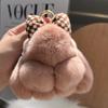 Pingente de Laço Pelúcia Pelo de Coelho Rex Chaveiro Desenho Animado Fofo Pingente de Bolsa Acessório Feito à Mão