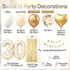 Arco de Globos Blanco Leche y Oro Transfronterizo para 16º Cumpleaños con Cortina de Lluvia Dorada y Globos de Papel en Forma de Corazón para Decoración de Ceremonia de Mayoría de Edad para Niña