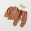 Conjunto de Ropa de Otoño para Recién Nacidos y Pantalones Largos Tipo Algodón Puro Ropa Interior para Bebé Recién Nacido Cierre de Velcro para Bebé Conjunto de Dos Piezas Abierto