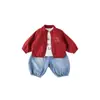 Chaqueta Reversible Infantil Atuendo de Otoño para Niños y Niñas, Nuevo Conjunto de Moda para Bebés, Conjunto de Tres Piezas Moderno para Primavera y Otoño para Bebés y Niños Pequeños
