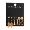 Pendientes de traje de hojas más vendidos de Europa y Estados Unidos, pendientes largos geométricos de hojas huecas retro creativos, 6 pares de pendientes