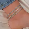 Joyería Transfronteriza Europea y Americana Cadena Plana de Serpiente Simple y Personalizada Cadena Retorcida Juego de Tres Piezas para el Tobillo Nuevo Tobillera de Moda para Mujer