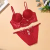Conjunto de Sutiã de Renda Estilo Colete Espinha de Peixe Francês para Seios Grandes, Seios Pequenos, Roupa Íntima Sexy Feminina Antiderrapante