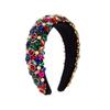Diadema de perlas de esponja de diamante de color de versión coreana de venta caliente transfronteriza, diadema barroca europea y americana, accesorios para el cabello con pedrería de ala ancha al por mayor