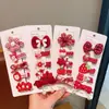 Horquilla Roja Infantil para Festival de Primavera, Pin de Tela Roja con Puntos Blancos Lindo para Niña con Lazo, Horquilla con Ambiente de Año Nuevo