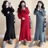 Ropa de maternidad otoño e invierno holgada de moda nuevo estilo purpurina fina engrosado temperamento adelgazante suéter de punto dulce de moda falda de cola de pez