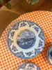 Plato de Pescado Azul Castillo Vintage Estilo Western, Plato para Bistec, Adorno de Decoración para el Hogar, Últimas Piezas en Stock para Exportación al Reino Unido