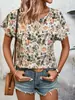 Transfronteiriça Europeia e Americana 2024 Amazon AliExpress Explosões Camiseta Feminina Europeia e Americana Estampa Criativa Gola V Manga Curta
