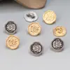 Prata de lei S925 banhada a ouro Botão com caractere Xi Acessórios vintage botão preto tinta envelhecida Material para artesanato DIY Joias