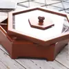 Caja de Madera Compartimentada para Dulces y Frutas Secas con Tapa, Caja de Madera para Semillas de Melón y Cacahuetes, Caja de Frutas Creativa Estilo Chino Nuevo