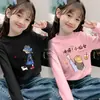 Blusa Térmica Estilosa para Meninas Outono e Inverno, Roupa Íntima Quente, Camiseta Grossa de Manga Longa com Gola Meia-Alta, Roupa da Moda