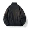 Chaqueta de aviador estilo europeo americano con tres pruebas, cuello alto, corte holgado, chaqueta de trabajo vintage Ma1 con cuello de punto para hombre, adecuada para primavera y otoño