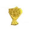 Chaveiro de Biscoito Dourado Puro para Recém-Casados Felizes Buquê de Flores Criativo Conjunto de Presente para Dia dos Namorados e Dia dos Namorados Chinês Atacado Personalizado