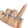 Anillo de apertura de media mariposa con dedo índice, ligero, de lujo y moderno, con diamantes personalizados y destellos, estilo frío, exquisito y elegante.