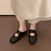 Zapatillas de media caña tejidas de moda con puntera de panal para mujer, nuevo modelo 2026, puntera cuadrada, versátiles, transpirables, con suela suave, sandalias cómodas para exteriores