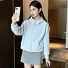 Moletom de Lã Feminino Outono e Inverno 2025 Novo Super Solto Top Scuba com Capuz Cardigan Jaqueta de Veludo Austríaco