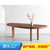 Mesa de comedor de madera maciza ovalada nórdica sencilla, mesa larga de troncos, mesa de computadora creativa, mesa de conferencia de oficina personalizada de diseñador