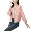 Cárdigan Casual de Uniforme de Béisbol para Mujer 2023 Otoño Nuevo Manga Raglán Chaqueta Jacquard Suelta Corta