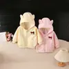 Nova Jaqueta com Capuz Fofa para Meninas Bebês, Estilo Casual Coreano para Crianças, Minnie com Bolinhas Coloridas, Jaqueta Fofa