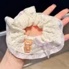 Novos Elásticos de Cabelo de Coelho e Urso de Desenho Animado com Laço de Renda, Estilo Simples e Doce para Meninas, Elásticos para Rabo de Cavalo