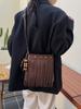Bolsa de Ombro de Grande Capacidade, Bolsa Transversal, Bolsa Saco Versátil com Franjas Feminina, Bolsa Simples Casual para o Dia a Dia, Comércio Exterior Transfronteiriço