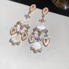 Lágrimas Rosas~Pendientes Exagerados con Borla de Zirconia Brillante en Forma de Gota de Agua, Pendientes de Estilo Exagerado, Pendientes de Lujo Ligero de Alta Gama para Mujer