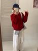 Cardigan feminino estilo coreano com zíper e gola simples, novo estilo preguiçoso, solto, estilo ocidental, jaqueta curta de malha