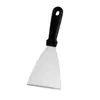 Pala para freír de acero inoxidable de 1.2 mm con mango de plástico, boca plana, para cocinar bistec frito, teppanyaki, herramientas de cocina y repostería