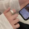 Anillo de Plata de Ley 925 Simple Dulce Fresco Flor Otoño Invierno Nuevo Anillo para Mujer ins Sensación de Alta Gama Anillo de Junta Abierta Ajustable