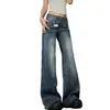 Verano 2026 Nuevos Jeans Lavados Retro Americanos de Cintura Alta para Mujer Adelgazantes Ligeramente Sueltos Pantalones Largos Pantalones de Boca Ancha Venta al por Mayor