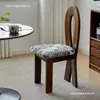 Mesa y Sillas de Comedor Vintage Estilo Francés, Sillas de Comedor de Madera Maciza para Uso Doméstico, Estilo Wabi-Sabi de Mediados de Siglo, Tocador de Diseñador, Respaldo de Sirena