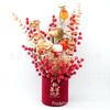 Feliz inauguración de casa flor de simulación disposición de sala de estar adornos de cubo de fruta rojo intenso Año Nuevo mudanza ceremonia de entrada a nueva casa