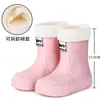Botas de lluvia para niños niños y niñas botas de lluvia forradas de polar antideslizantes zapatos de agua niños medianos y grandes estudiantes zapatos de agua exteriores impermeable para padres e hijos mujeres