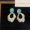 Aretes Europeos y Americanos Exagerados Transfronterizos de Nueva Llegada con Diamante Perla Flor Borla Aretes Lujo Ligero de Alta Gama Combinables para Mujer