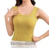 2025 Camiseta Interior Base de Algodón Puro sin Mangas con Almohadilla en el Pecho Tirante Todo Fósforo Color Sólido Interior Ajustado Adelgazante Ropa Interior para Mujer