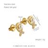 Aretes de Cruz Personalizados de Perla Francesa para Mujer Ins Europeos y Americanos Acero Inoxidable 18K Diamante Completo Aretes de Avión Aretes para Mujer Venta al por Mayor