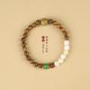 Pulsera de rosario de sándalo verde natural, artística, de lujo ligero, estilo fino, a juego con piedra Shoushan, buena suerte, de una sola vuelta, pulsera Wenwan para mujer