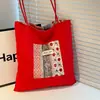 Bolsa de Ombro em Lona 2026 Novo Estilo Coreano Moda Estampada Artística Bolsa de Ombro Grande Capacidade Bolsa para Alunos Aula Reforço