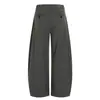 Y6059 Calle Principal Estilo Americano Unisex Retro Estilo Old Money Diseño de Hebilla Metálica Plegada Pantalones Holgados con Corte de Tijera para Hombre