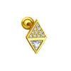 Brinco de osso de ouvido em aço inoxidável banhado a ouro 18K com zircônia, simples e único, joia de piercing requintada e compacta micro-incrustada
