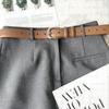 2024 Novo Cinto de Couro Feminino Estilo Coreano Simples Fivela de Prata Cinto de Calças Jeans Casuais All-match Cinto Preto Na Moda