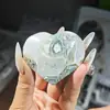 Piedra Bruta de Cristal Natural Forma de Corazón Juguete Pieza Portátil en Forma de Corazón Manualidad de Cristal Decoración del Hogar Adorno de Piedra